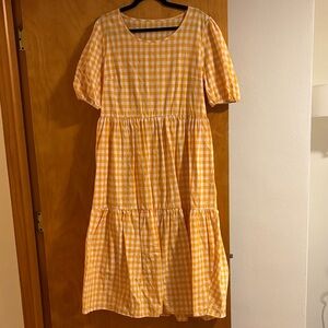 Amazon Yellow Gingham Midi Dress